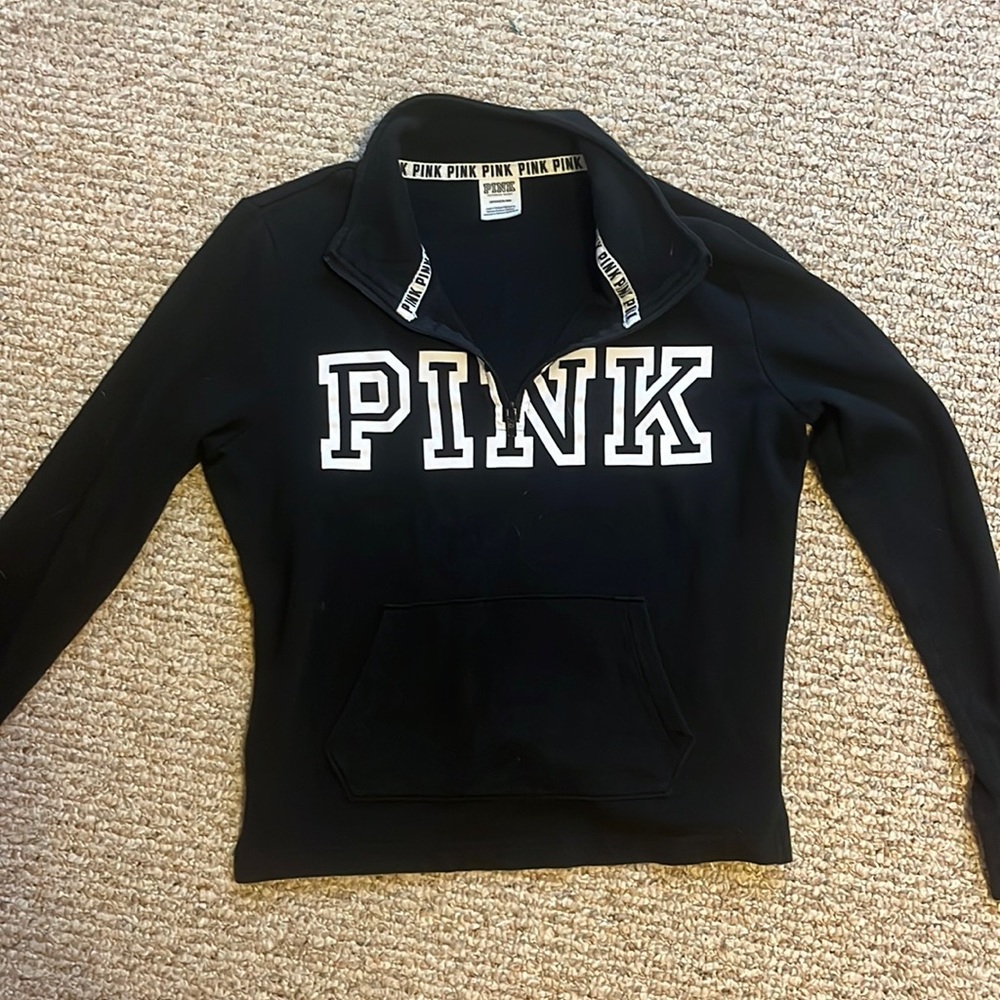 PINK black quarter zip hoodie